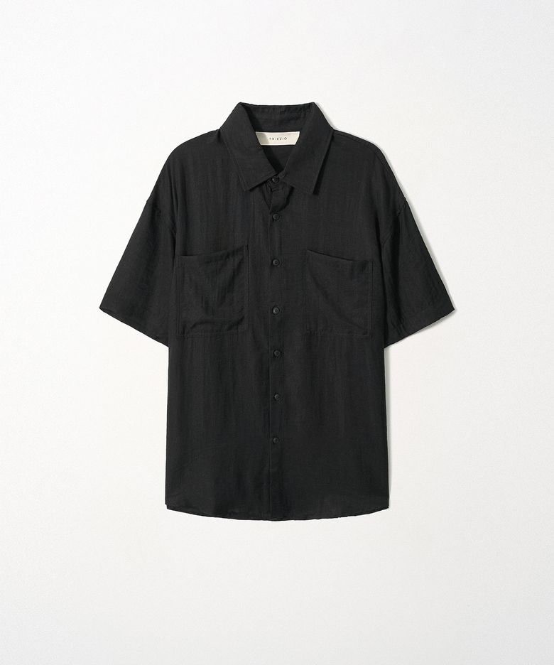 Light Linen Pocket Shirt_Black