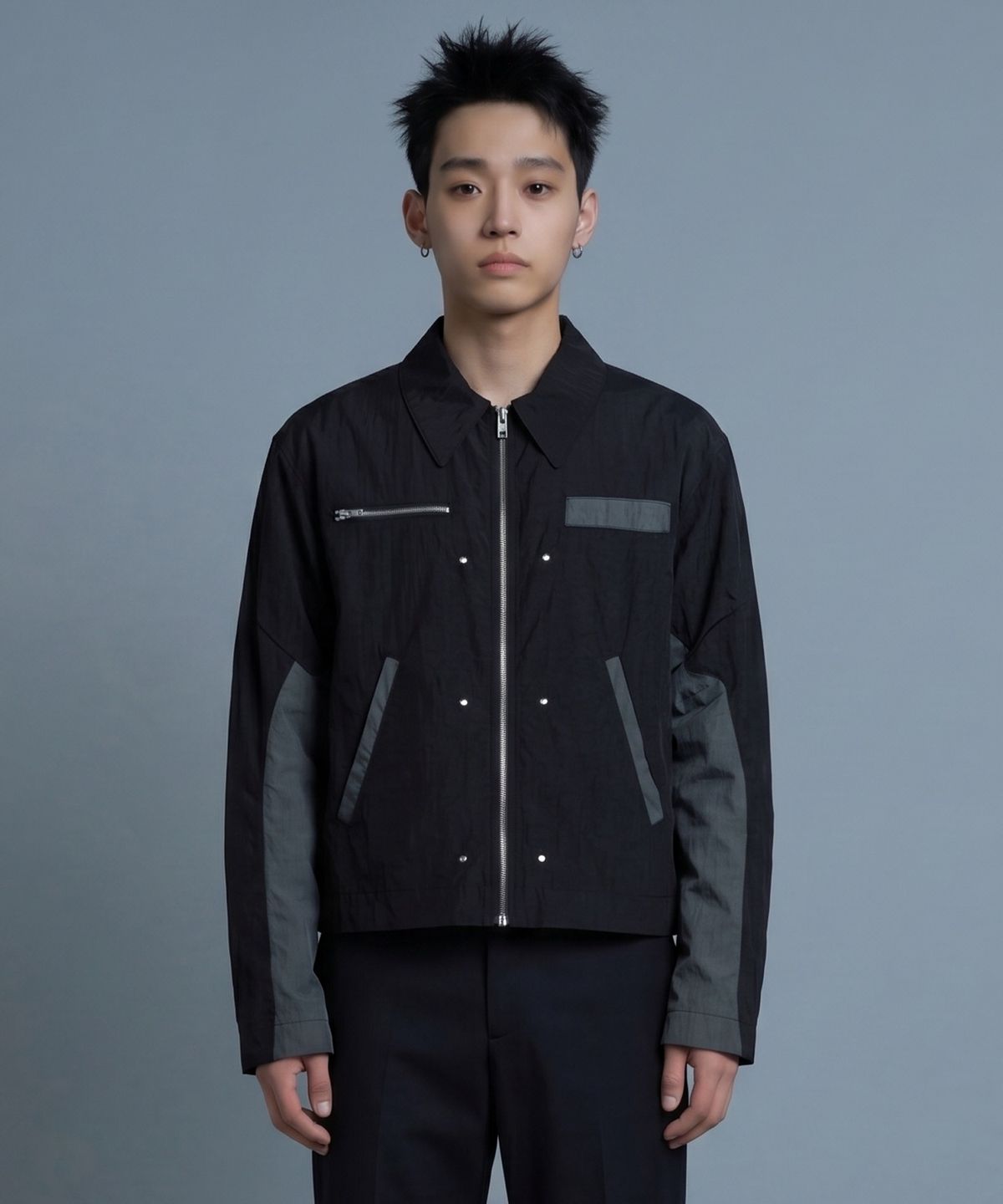 인어데이즈(INADAZE) 블랙 웨이브 믹스 자켓