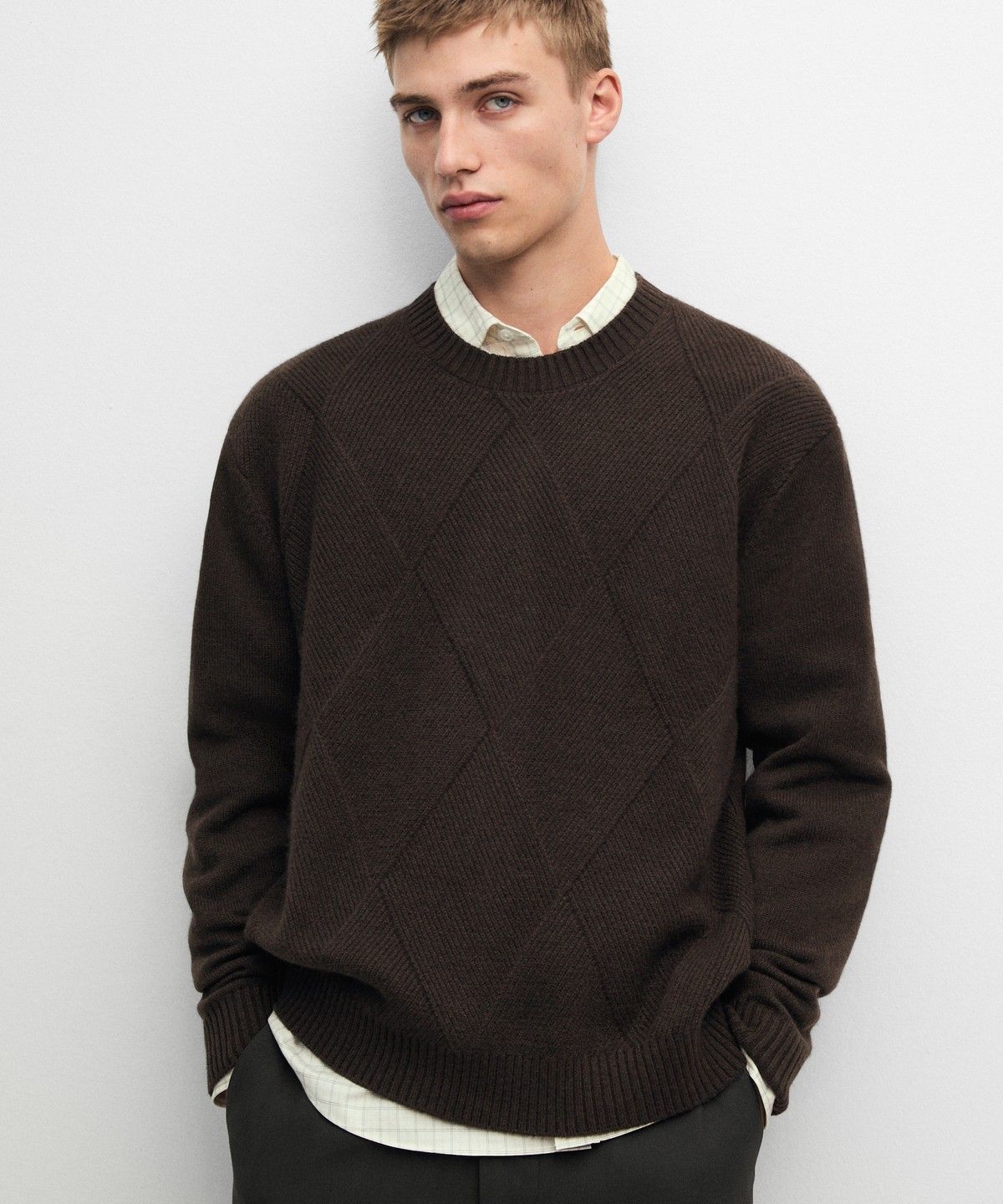 마시모두띠(MASSIMO DUTTI) 캐시미어 울 라운드넥 니트