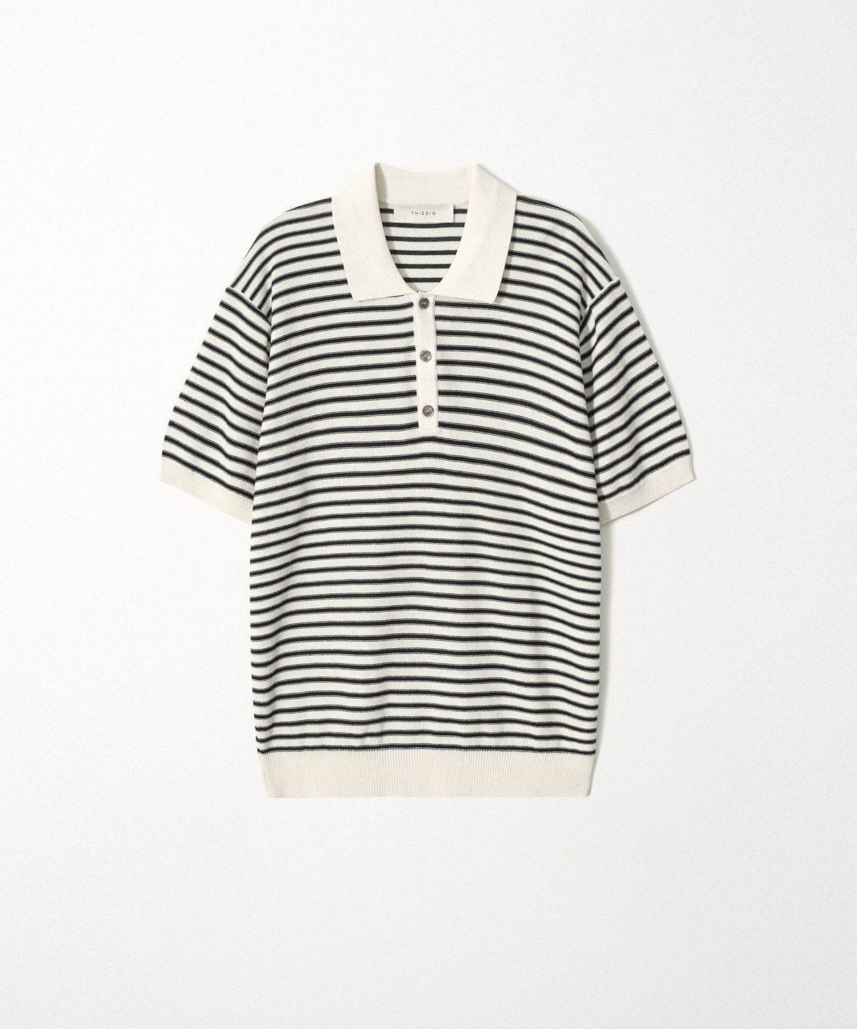 이지오(EZIO) Linen Stripe Polo Knit_Ivory