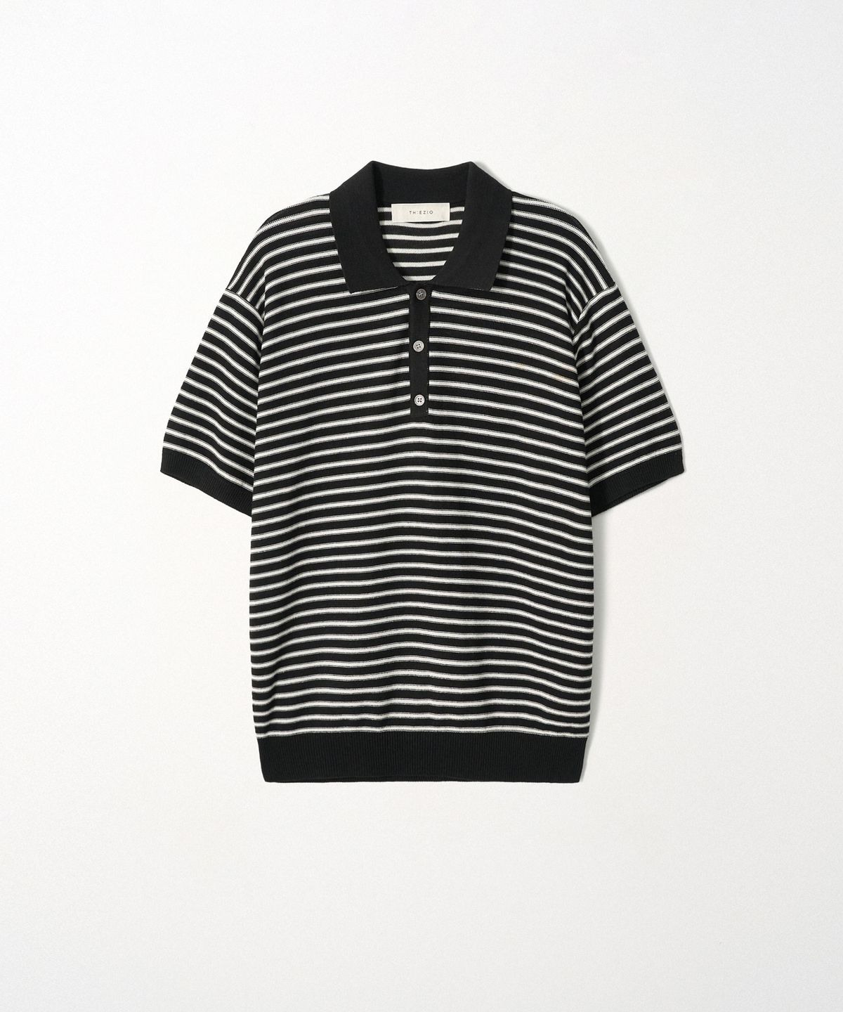 이지오(EZIO) Linen Stripe Polo Knit_Black