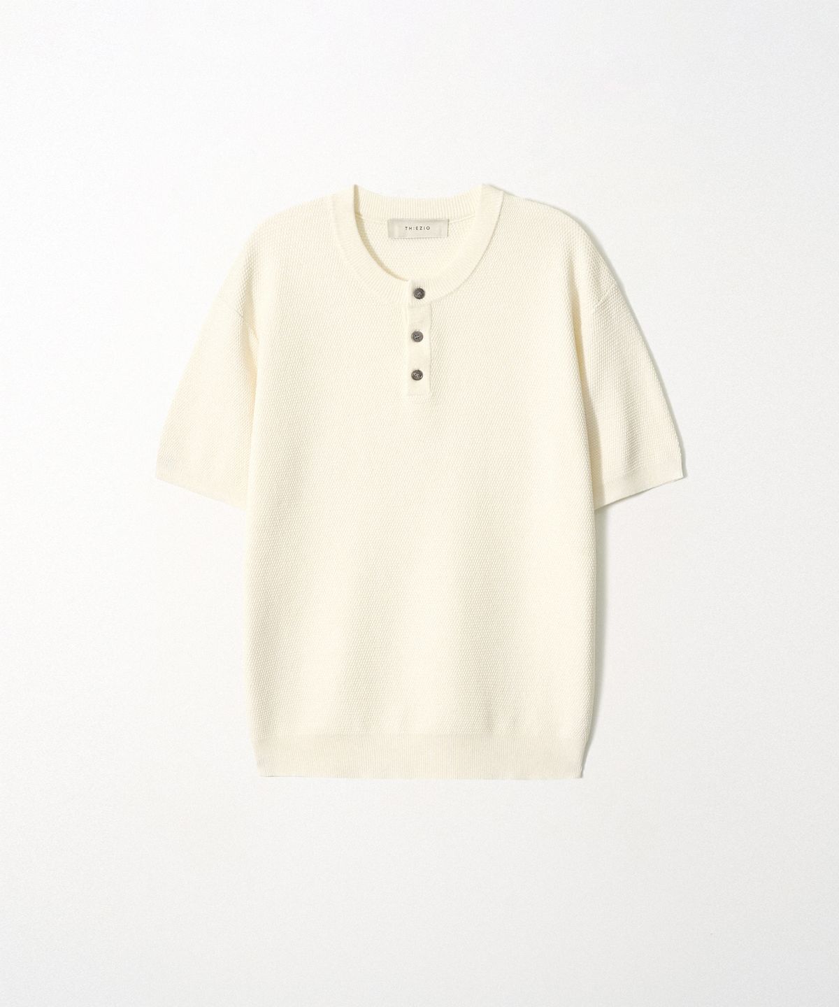 이지오(EZIO) Textured Linen Henley Knit_Ivory