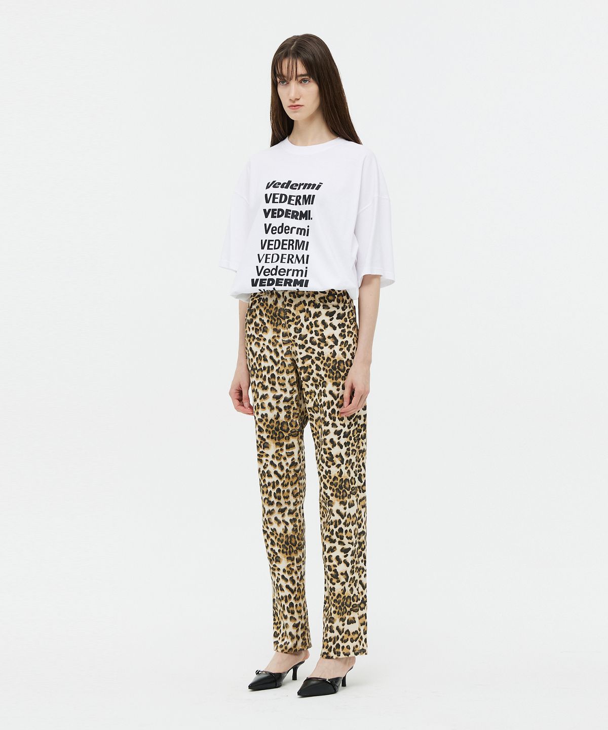 베데르미(VEDERMI) leopard denim pants (straight fit)