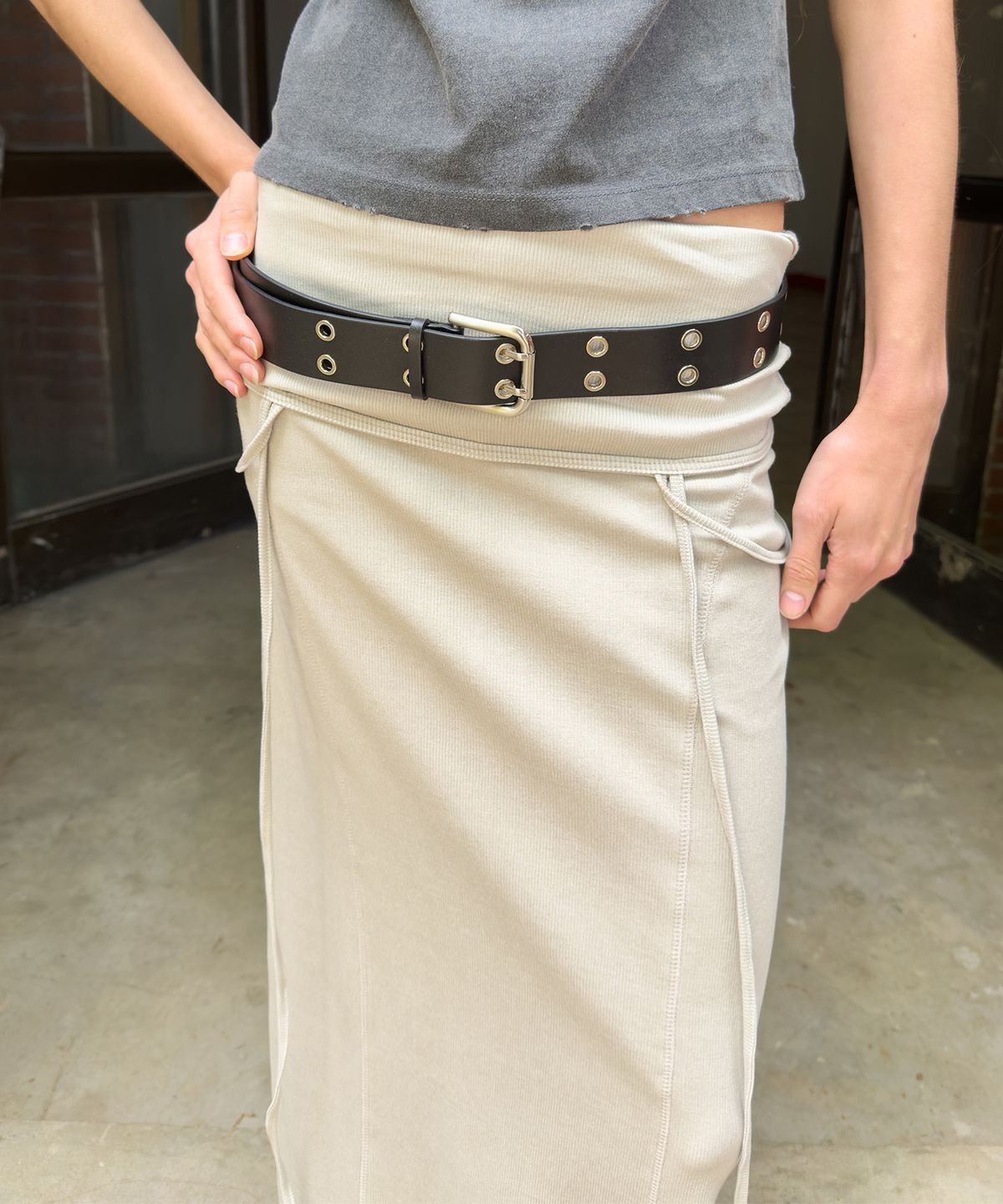 다이애그널(DIAGONAL) DOUBLE EYELET ADORNMENT BELT (black)