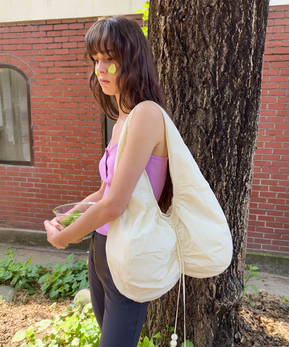 다이애그널(DIAGONAL) BEADED DROP BAG (ivory)