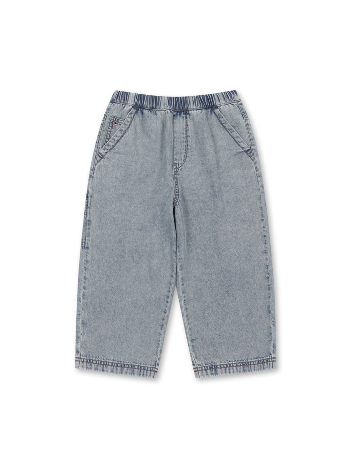 폴햄키즈(POLHAM KIDS) 공용 크롭 와이드핏 7부 데님 팬츠_PKF3DP3036