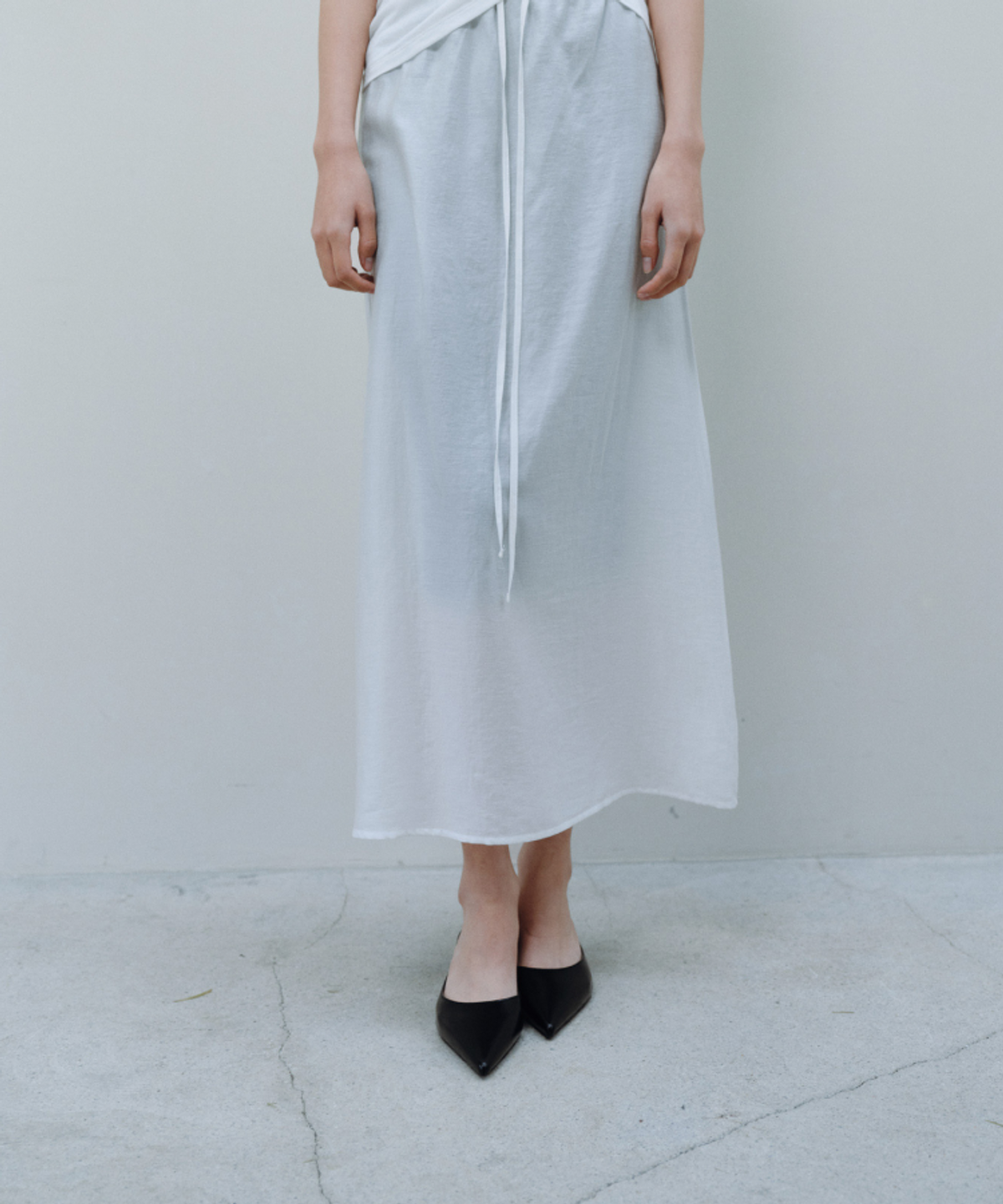 카셀(CACELE) SHEER LONG SKIRT, WHITE