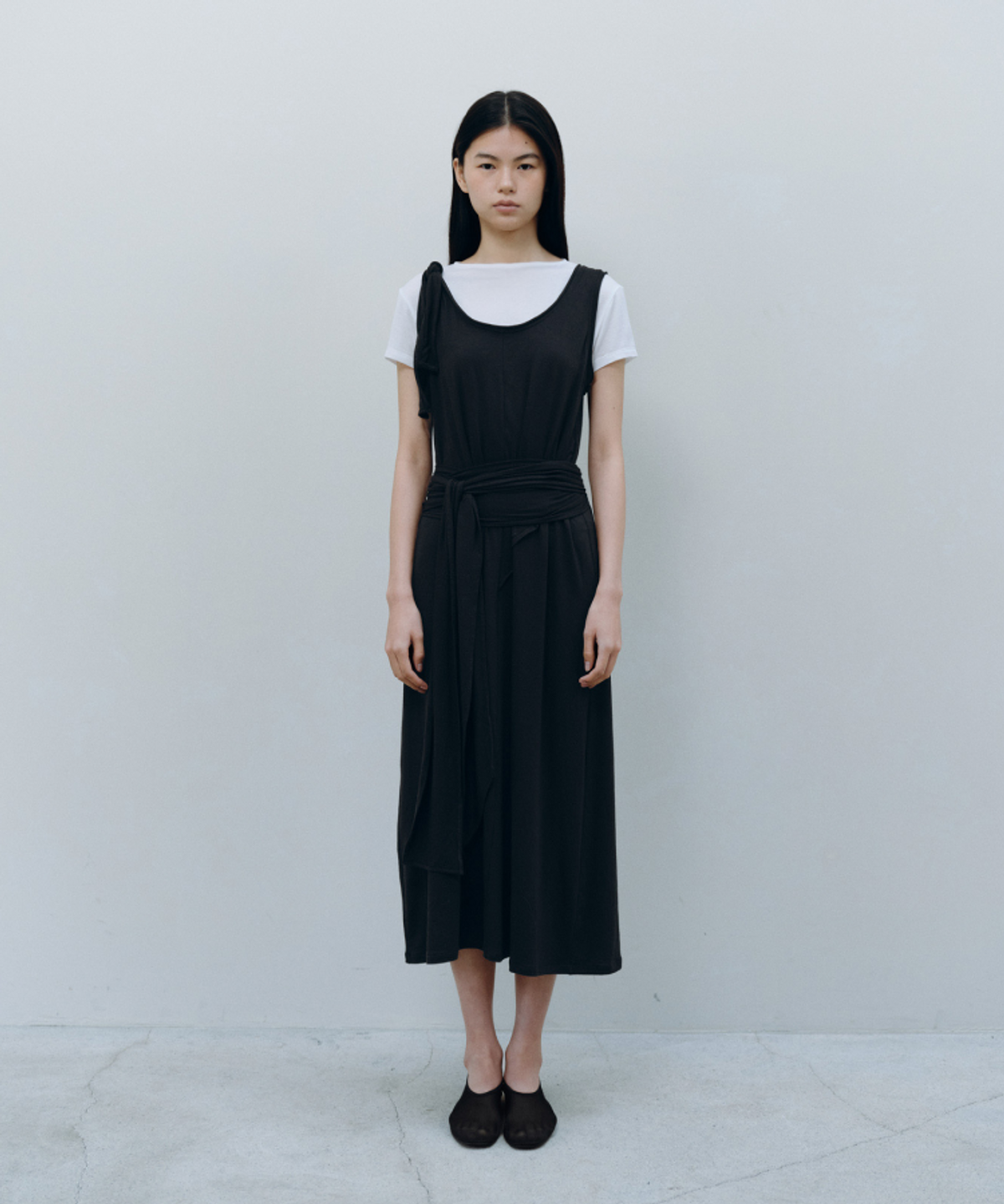 카셀(CACELE) 2WAY TIE SLEEVELESS DRESS, BLACK
