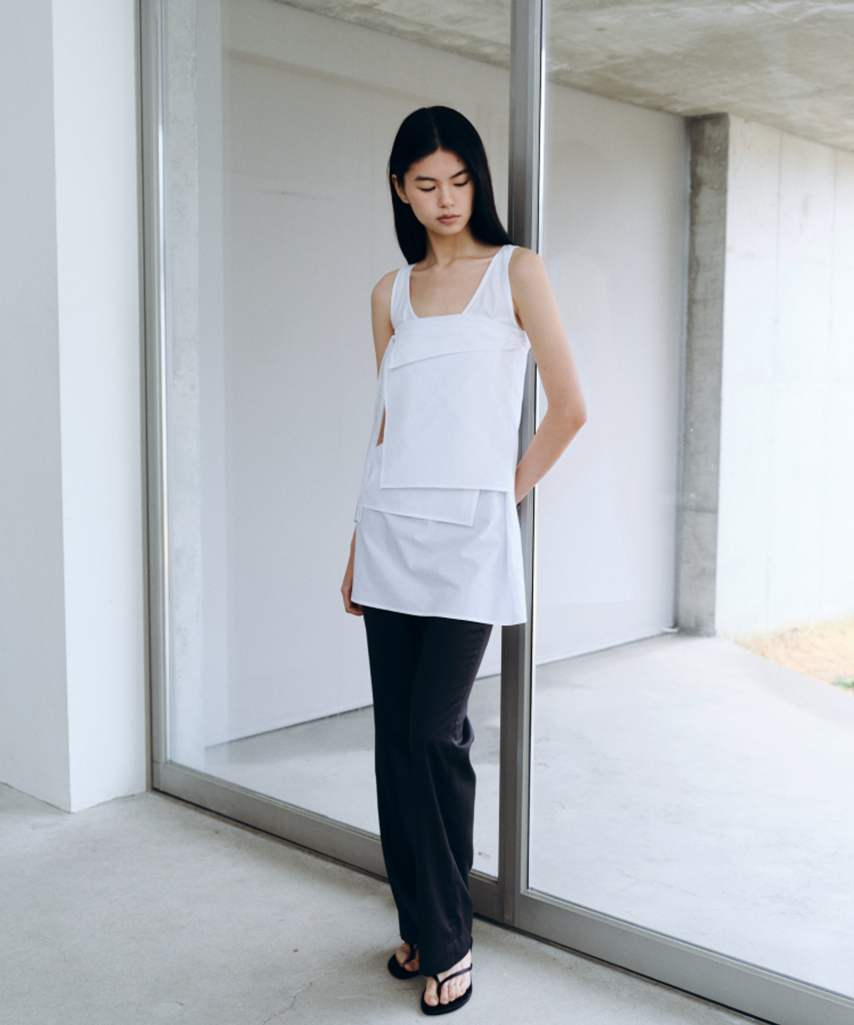 카셀(CACELE) DETACHABLE PANEL DRESS, WHITE