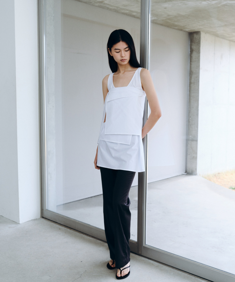 DETACHABLE PANEL DRESS, WHITE