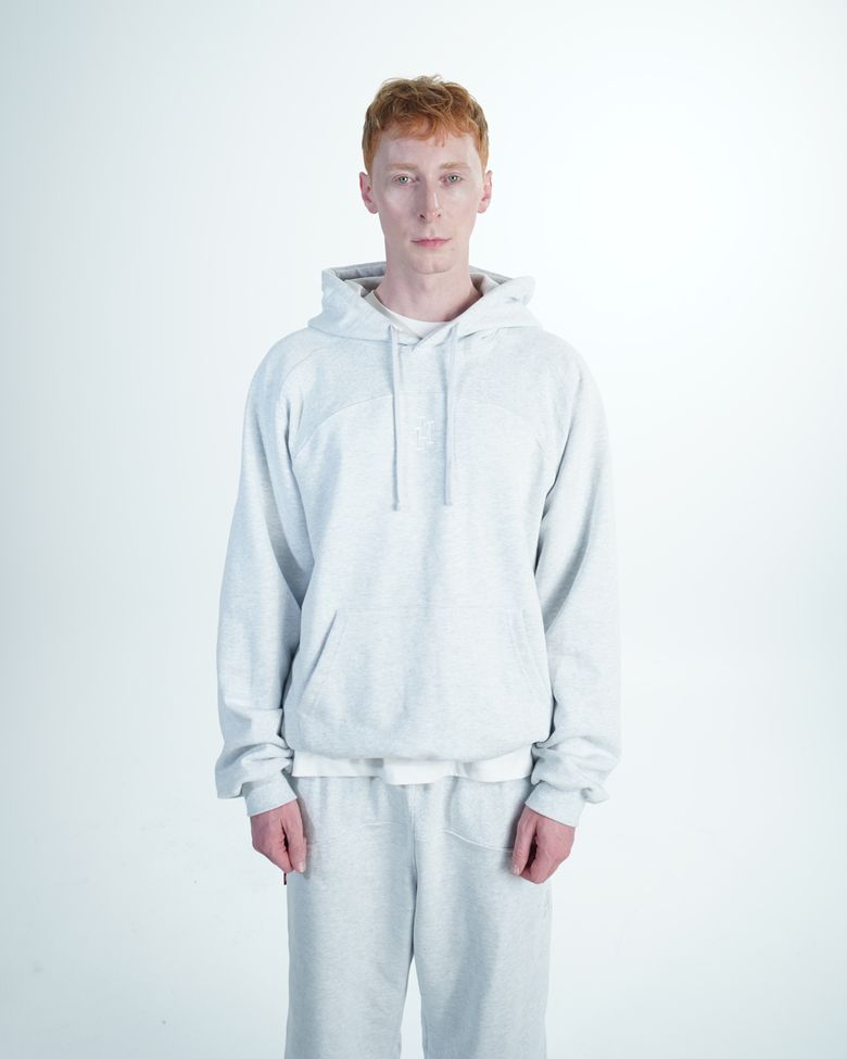 RIB HOODIE ASH HEATHER