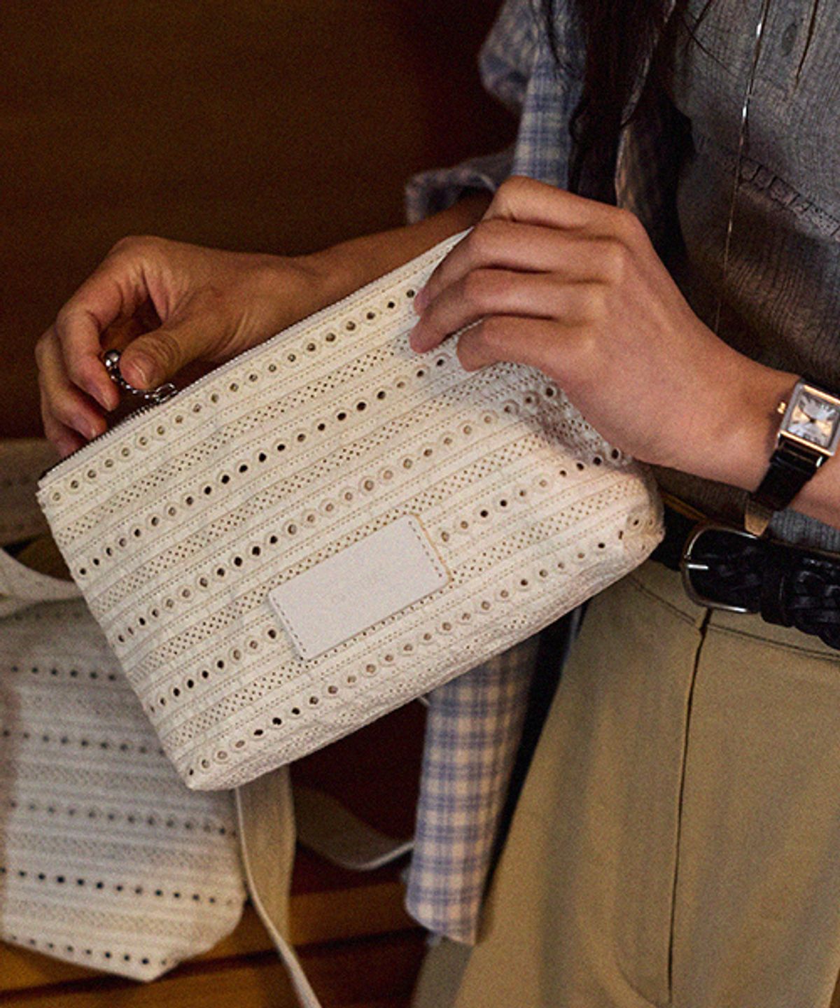 드메이커(DEMAKER) Skashi punch pouch-ivory