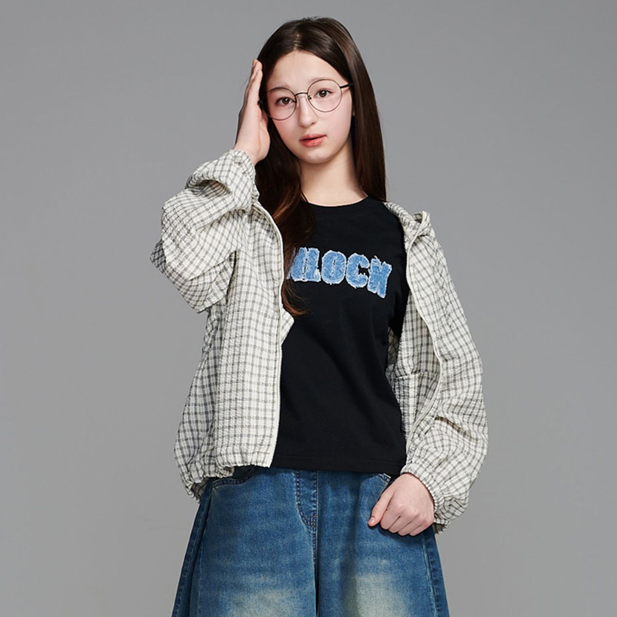에꼴리에(ECOLIER) 3부데님아플리케크롭티(26B1461)