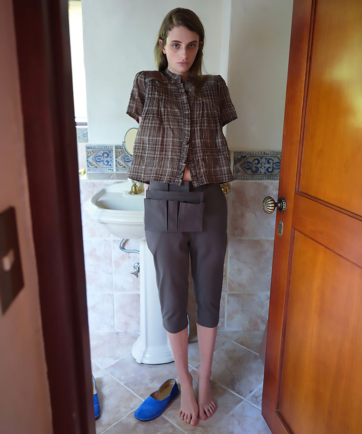 아우브아워(AUBOUR) lip biker pants (grey)