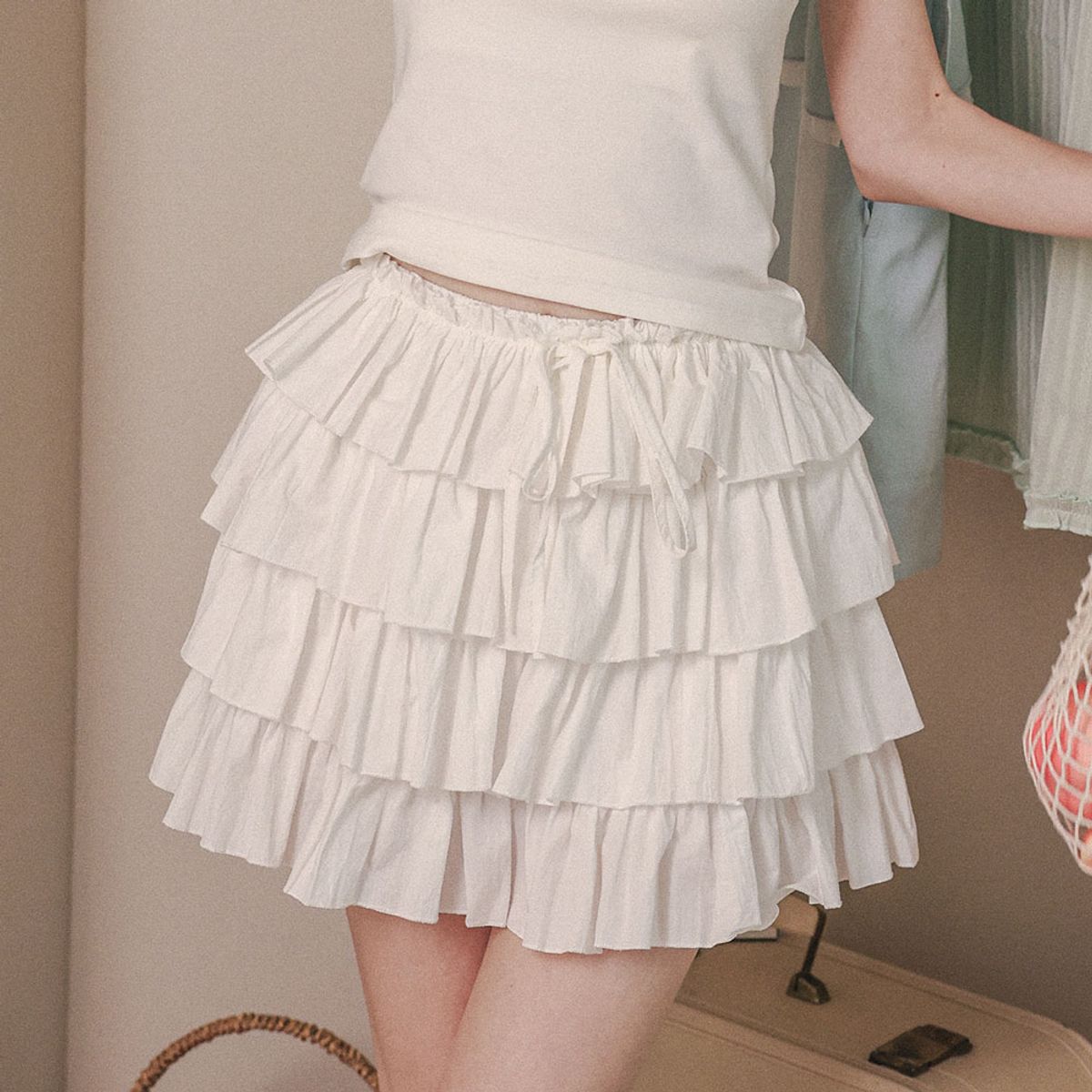 쎄무아듀(CEST MOIDEW) Cest_Layered ruffle mini skirt_WHITE
