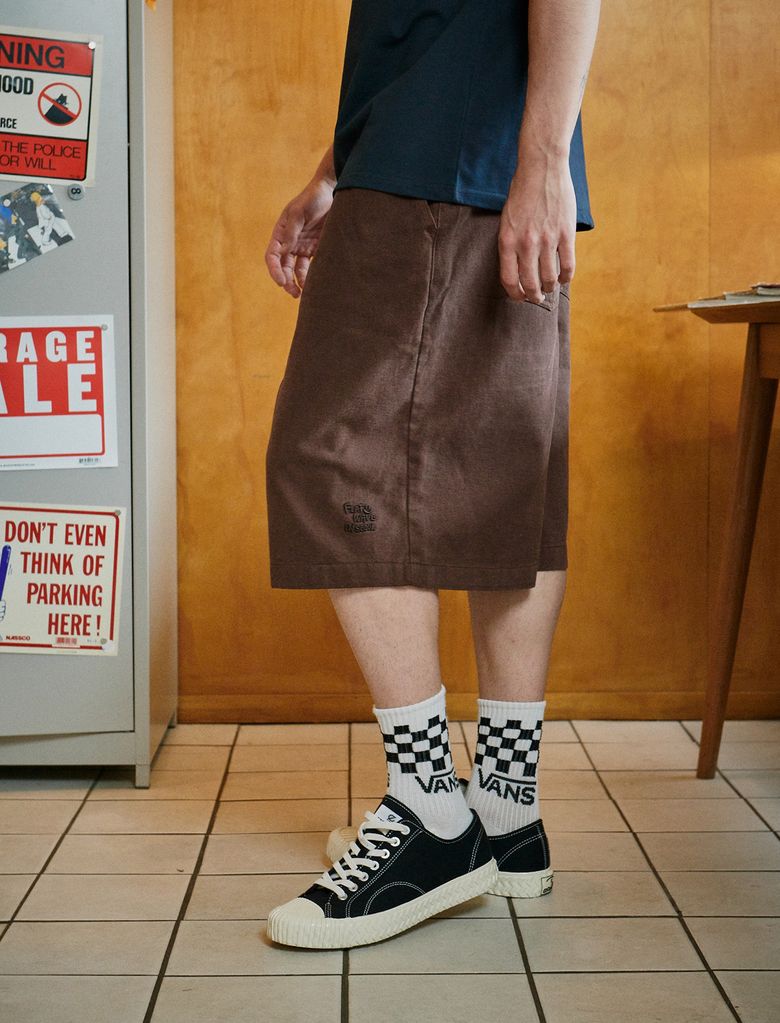 Kanoa Wide Cotton Banding Shorts Brown