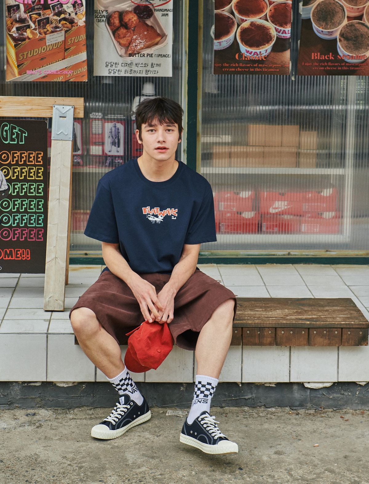 플랫웨이브 인 서울(FLATWAVE IN SEOUL) Wynd Print T-Shirts Navy