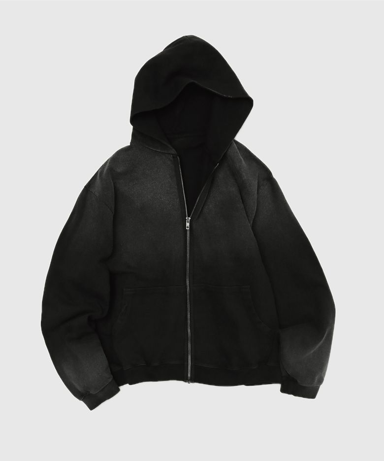 Thin Zip-up Hoodie Faded Black [Timelesssportswear X SLICK AND EASY]