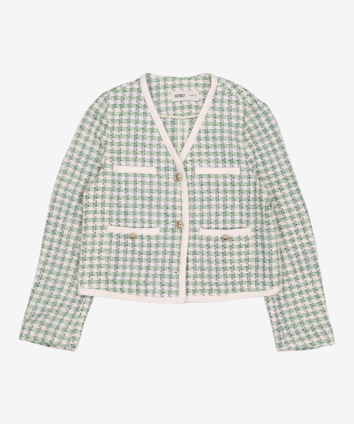 미쏘(MIXXO) 트위드 브이넥 숏 자켓 MIWJKB411G S
