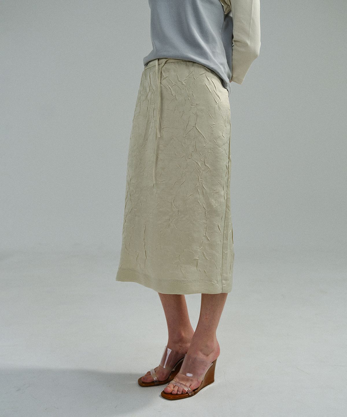 아우브아워(AUBOUR) putty satin skirt (citron yellow)