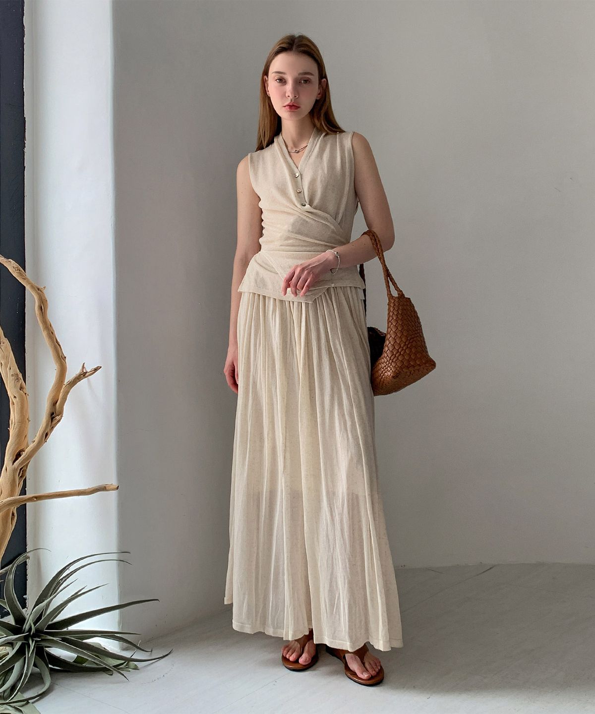 바스카라(VASCARA) Bella Linen Long Knit Skirt (2colors)