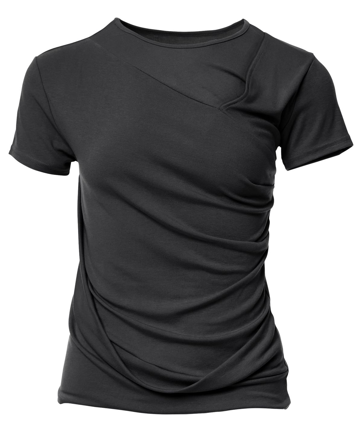 플레어업(FLAREUP) Asymmetrical Draped T-Shirt (FL-147_Black)