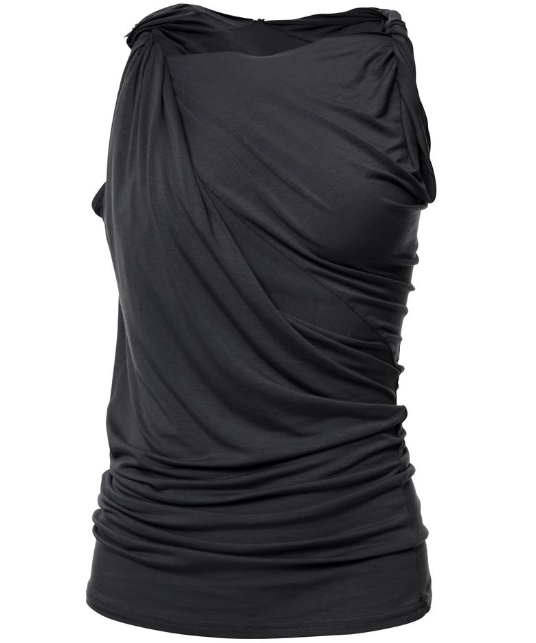 Braided Asymmetrical Sleeveless (FL-166_Black)