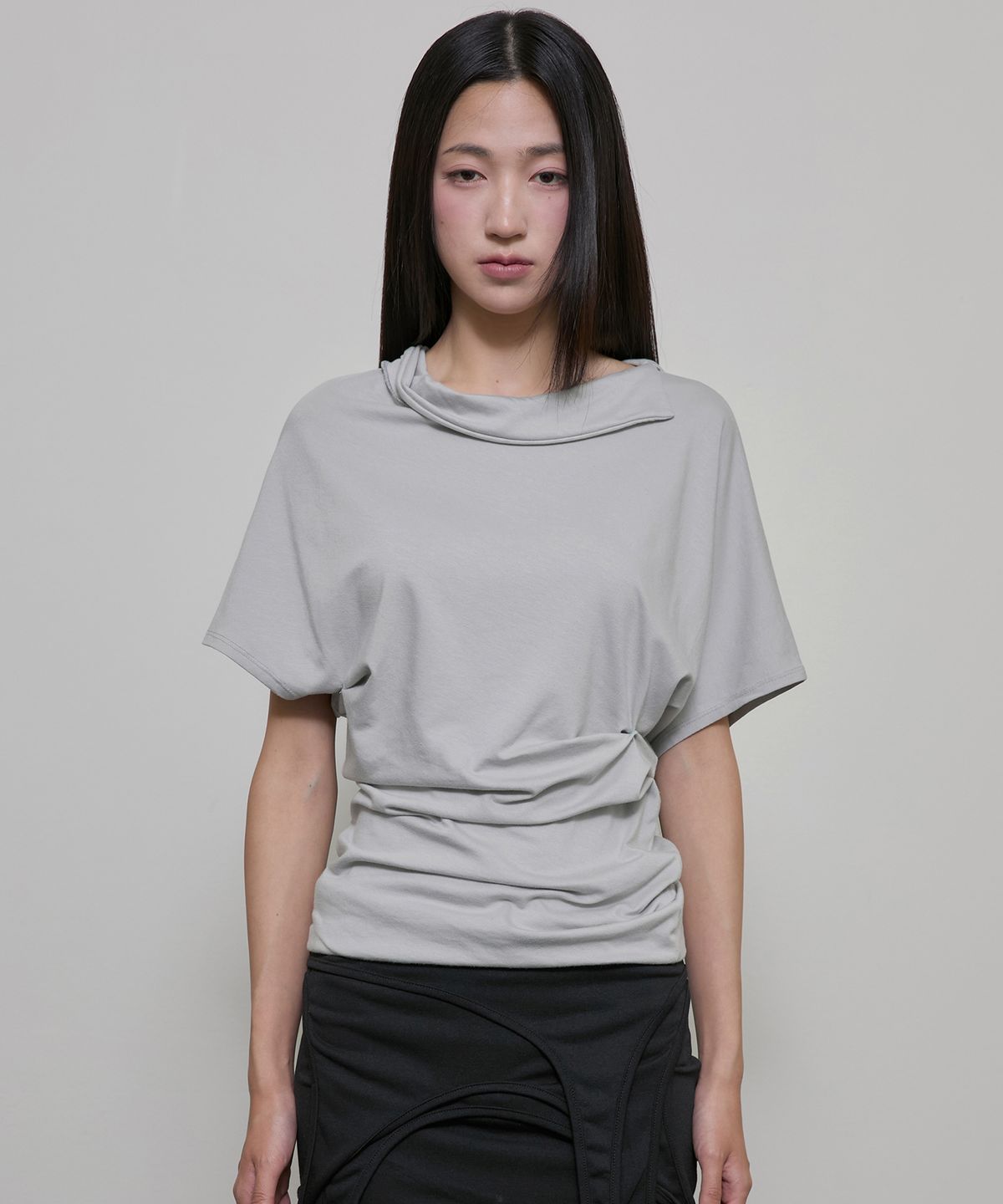플레어업(FLAREUP) Oversized Asymmetrical T-Shirt (FL-177_Gray)
