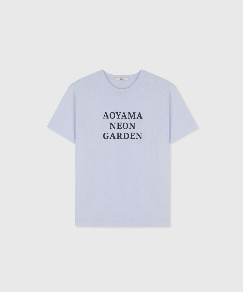 AOYAMA NEON GARDEN T-SHIRT MISTY BLUE