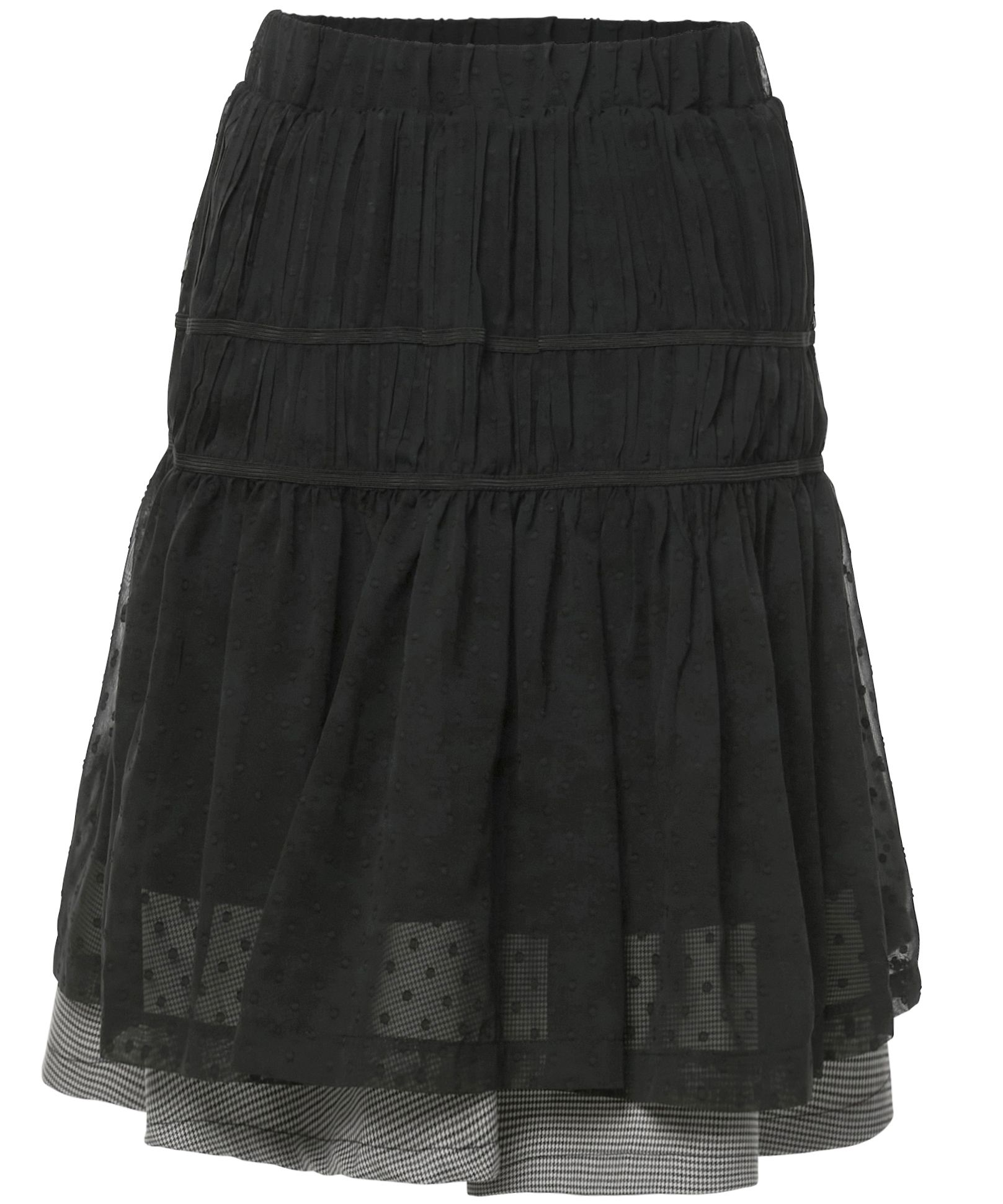 플레어업(FLAREUP) Draped Mesh Layered Long Skirt (FL-264_Gray