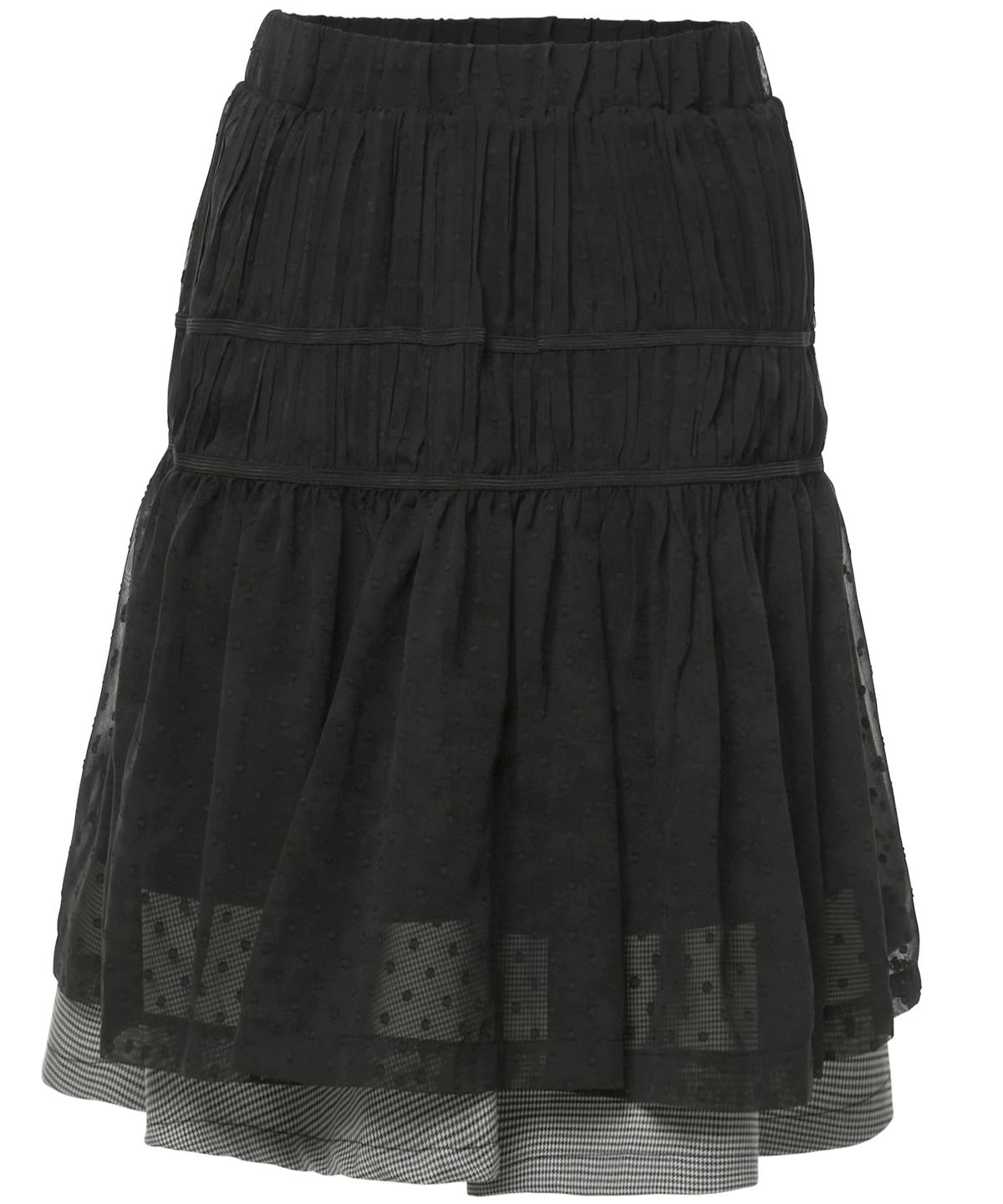 플레어업(FLAREUP) Layered Crinkle Check Skirt (FL-269_Black)