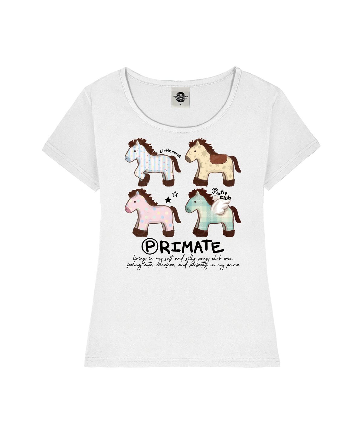 프라임에이트(PRIMATE) PONY CLUB 여성 U넥 슬림핏 반팔티셔츠 6 COLORS