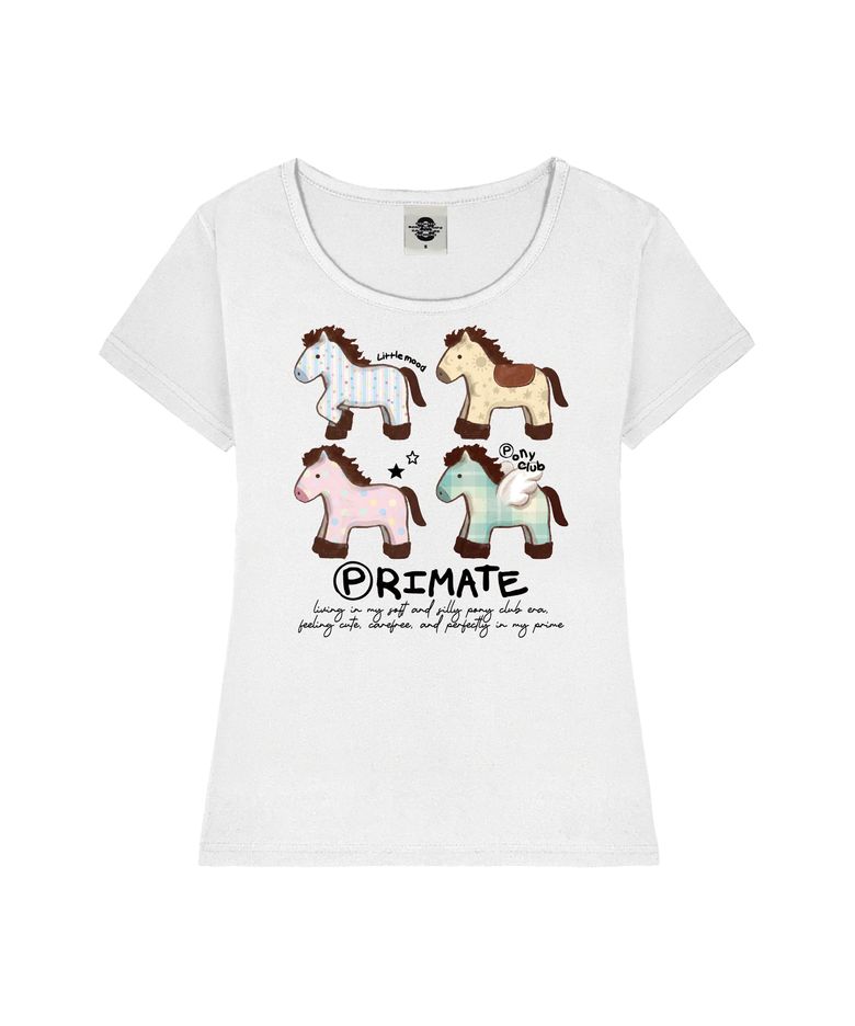 PONY CLUB 여성 U넥 슬림핏 반팔티셔츠 6 COLORS