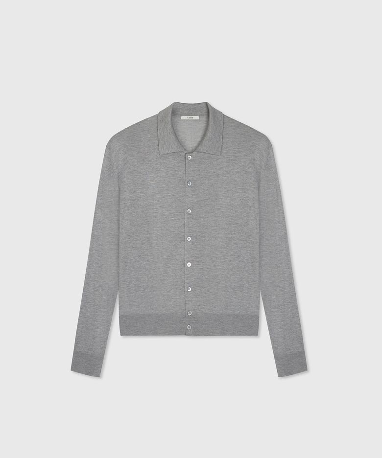SOREN WOOL SILK CARDIGAN STEEL GREY