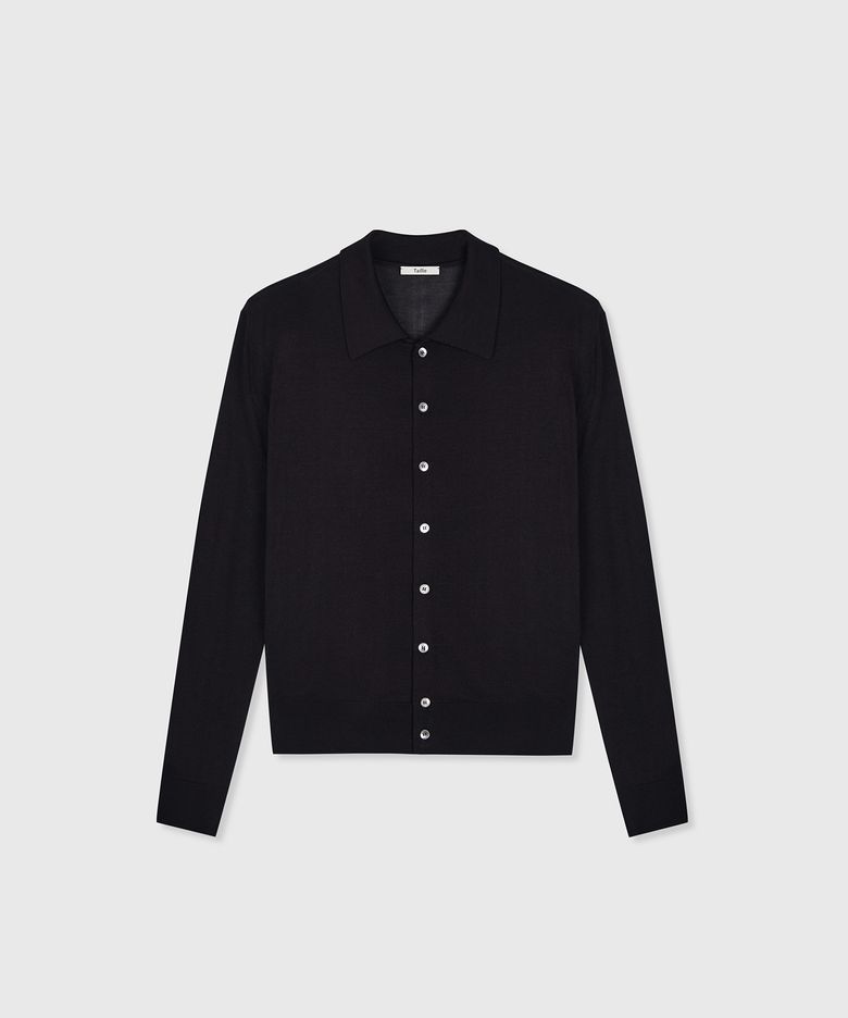 SOREN WOOL SILK CARDIGAN BLACK