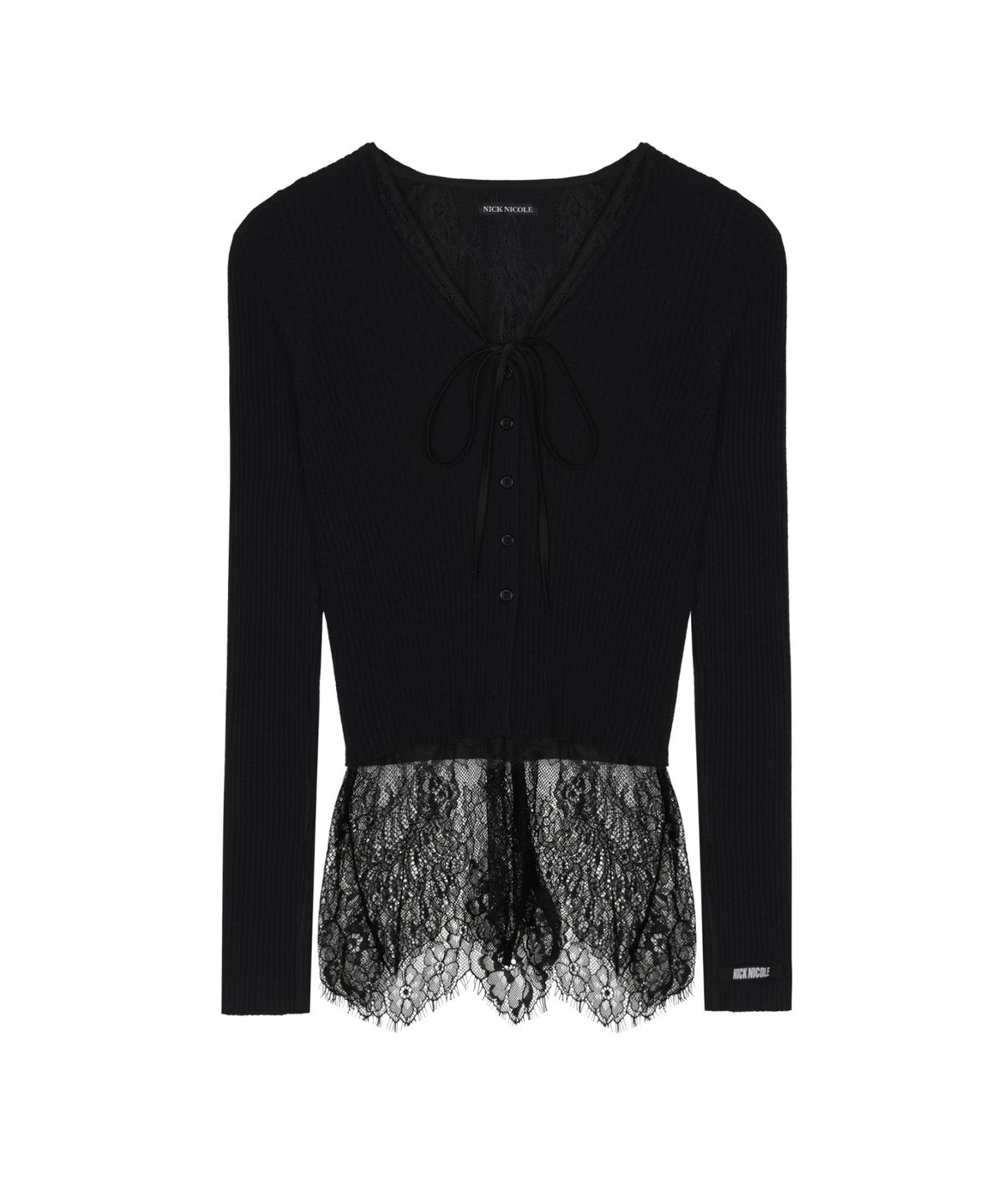 닉앤니콜(NICK&NICOLE) STRAP LACE CARDIGAN_BLACK