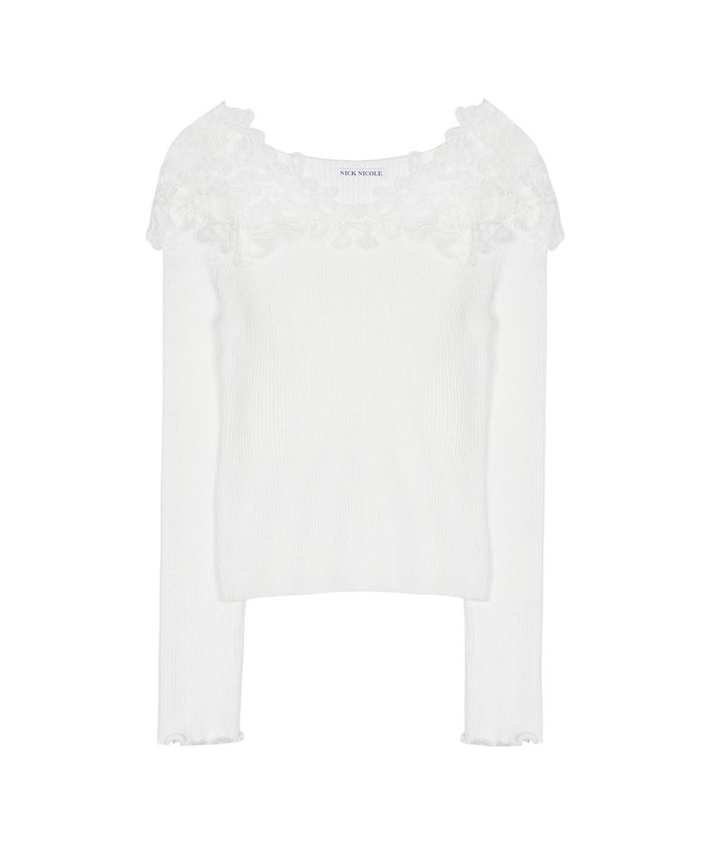 LACE OFF-SHOULDER TOP_WHITE