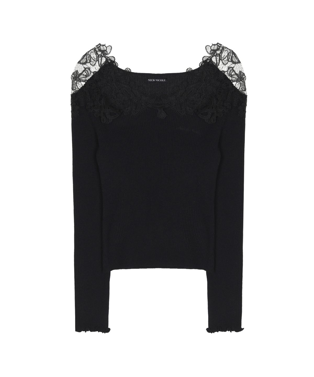 닉앤니콜(NICK&NICOLE) LACE OFF-SHOULDER TOP_BLACK