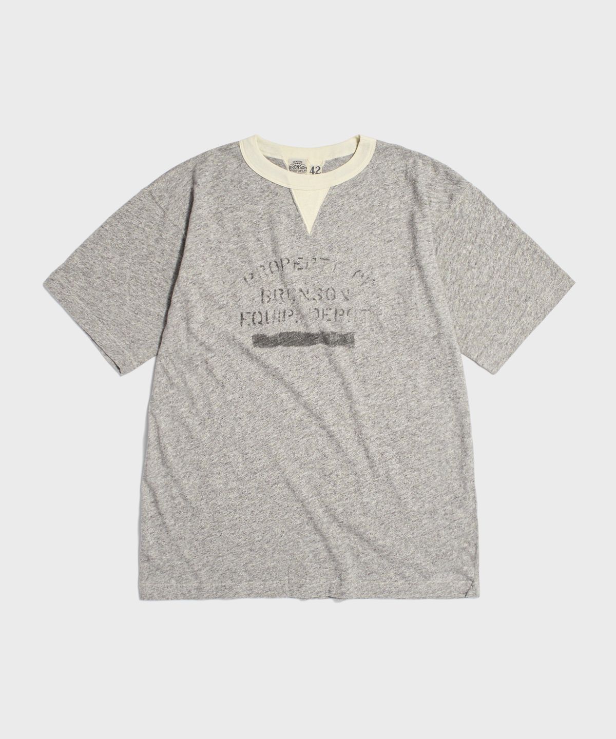 브론슨(BRONSON) Double V Insert Crew Neck Tee Melange