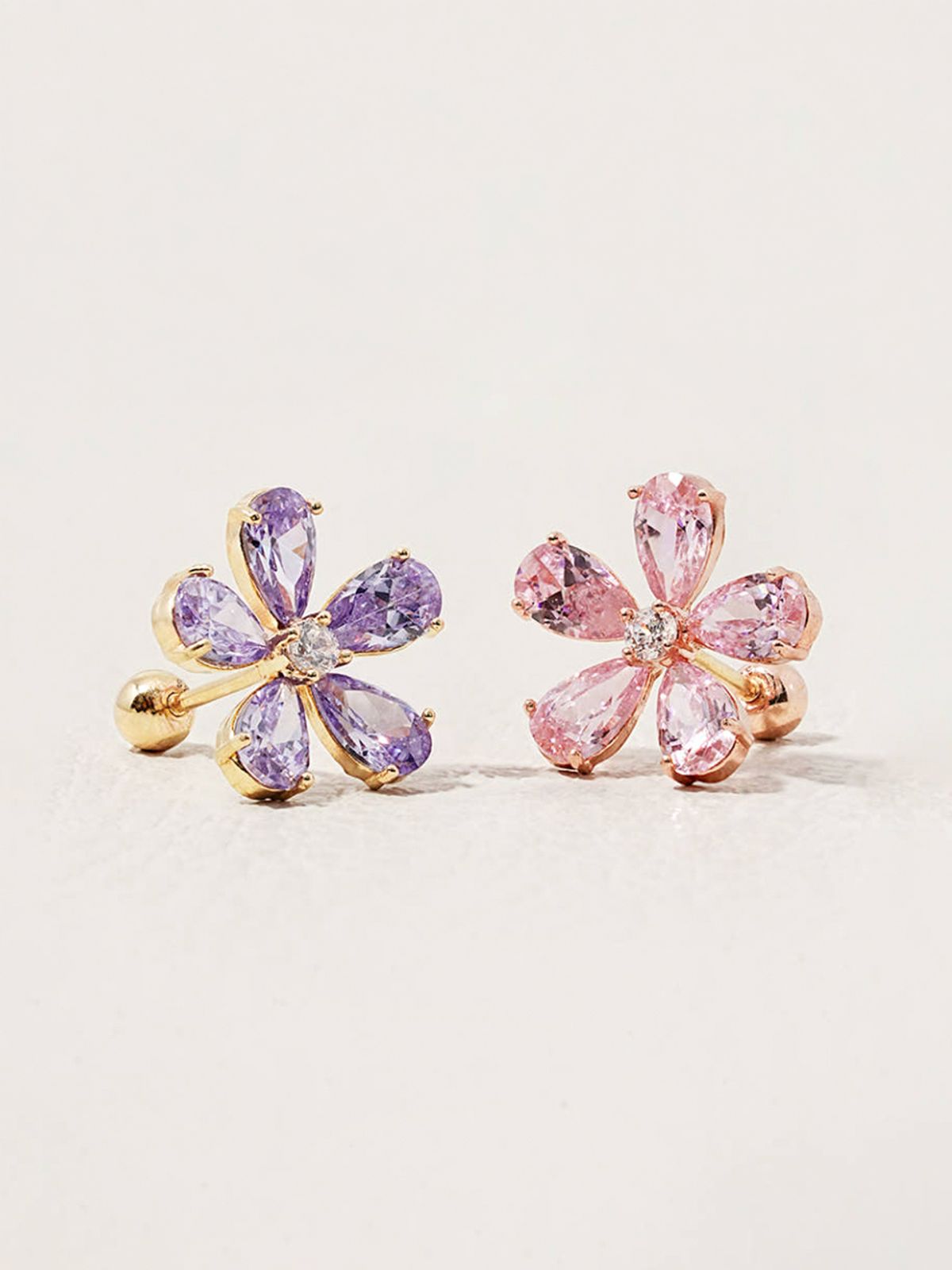 미니멀피어싱(MINIMALPIERCING) 14K 빅 플라워 컬러 큐빅 피어싱 귀걸이