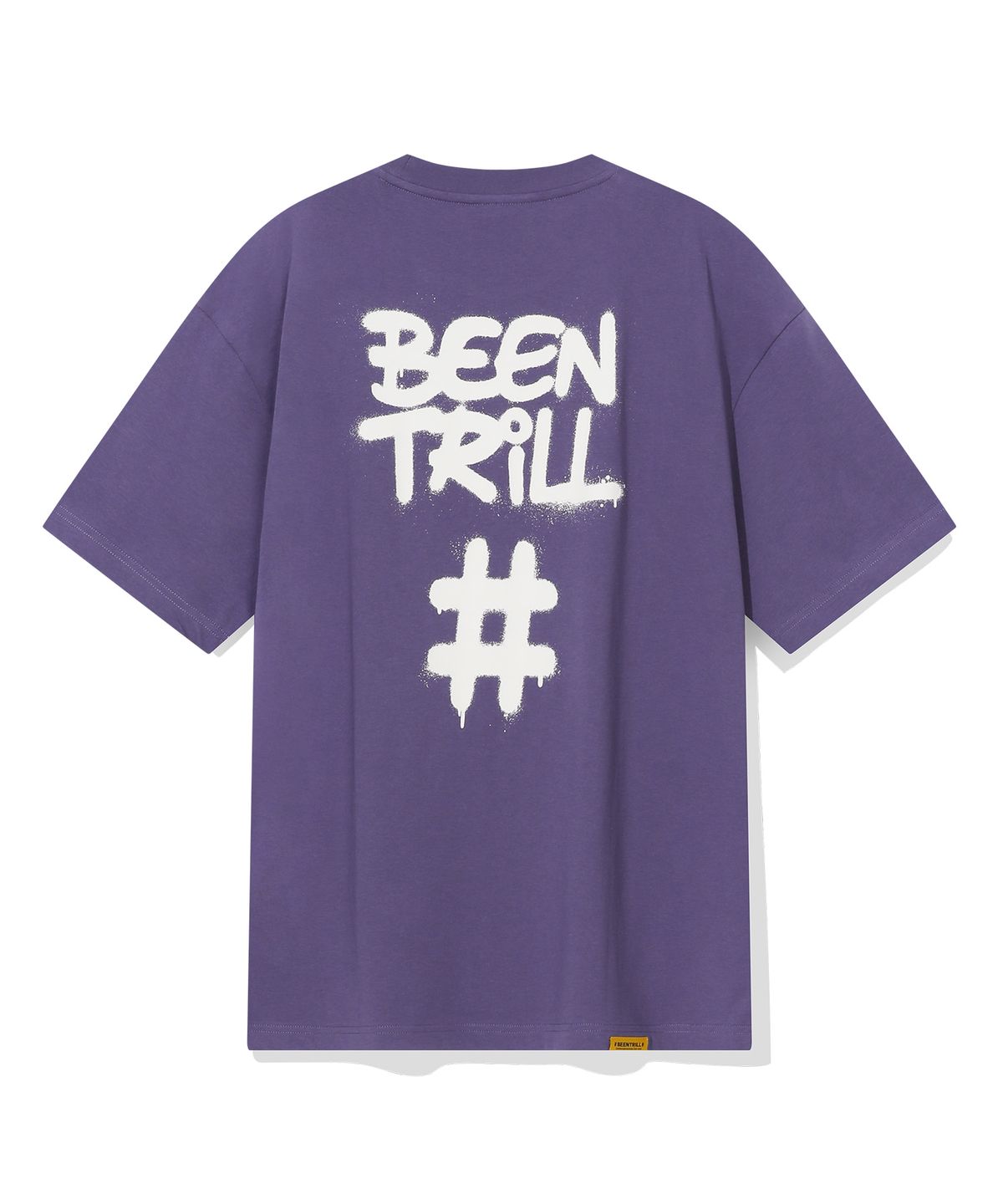 빈트릴(BEENTRILL) 스프레이 해시태그 오버핏 반팔티(바이올렛)