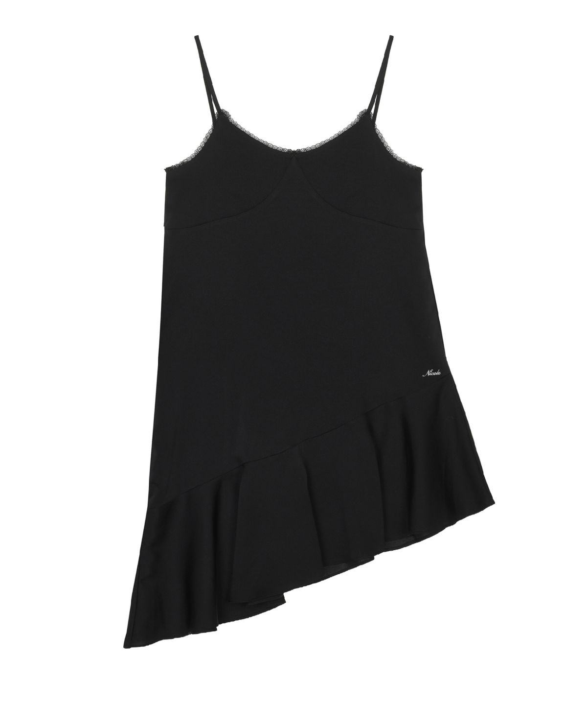 닉앤니콜(NICK&NICOLE) SATIN EMBROIDERY SLIP DRESS_BLACK