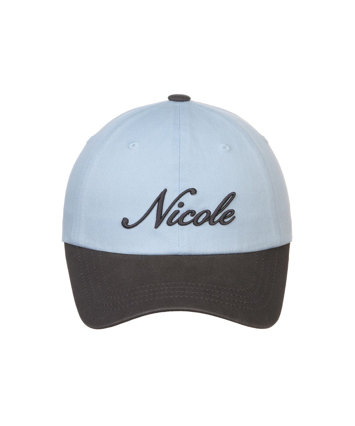 닉앤니콜(NICK&NICOLE) NICOLE LETTERING BALL CAP_SKY BLUE CHARCOAL