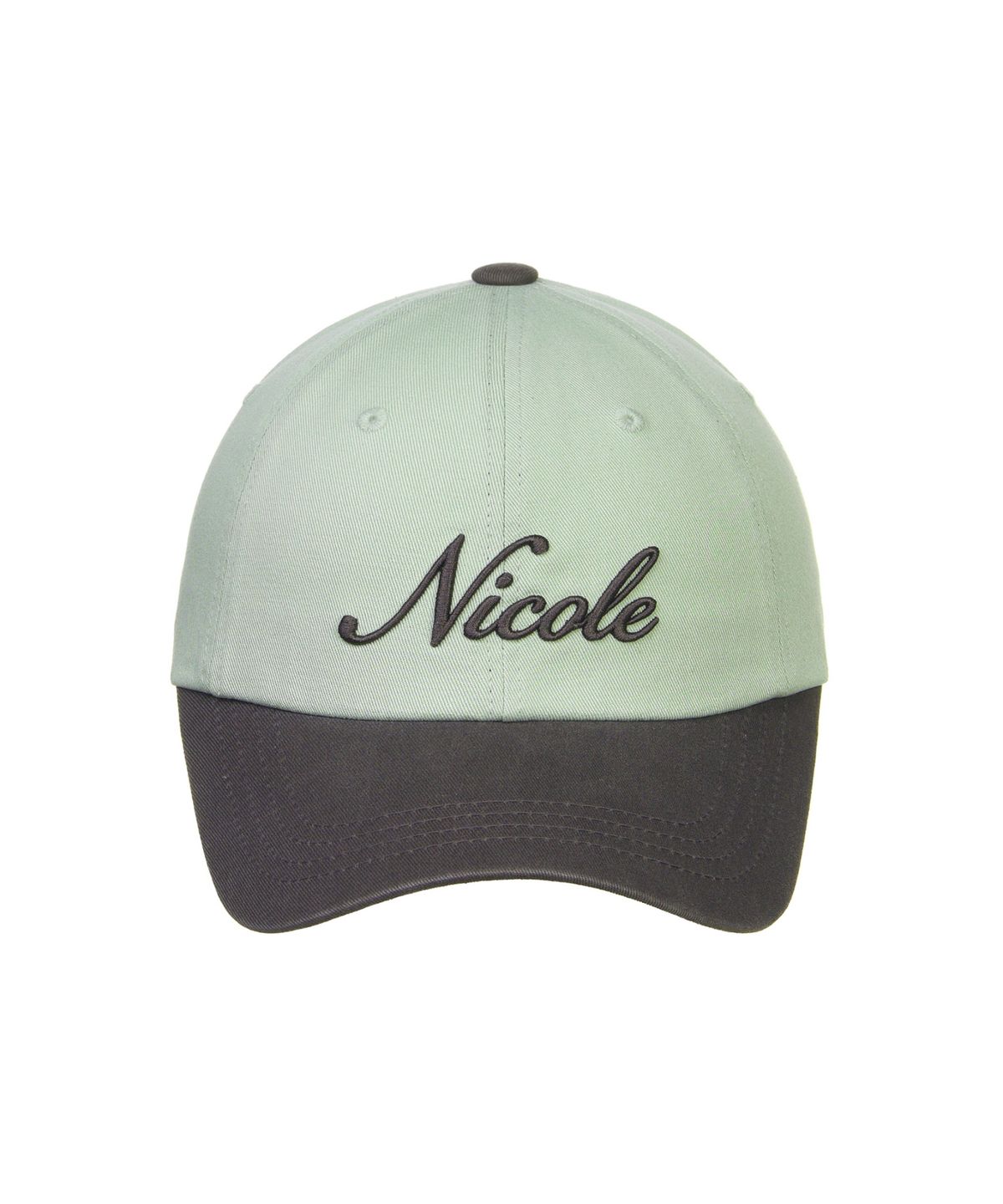 닉앤니콜(NICK&NICOLE) NICOLE LETTERING BALL CAP_KHAKI CHARCOAL
