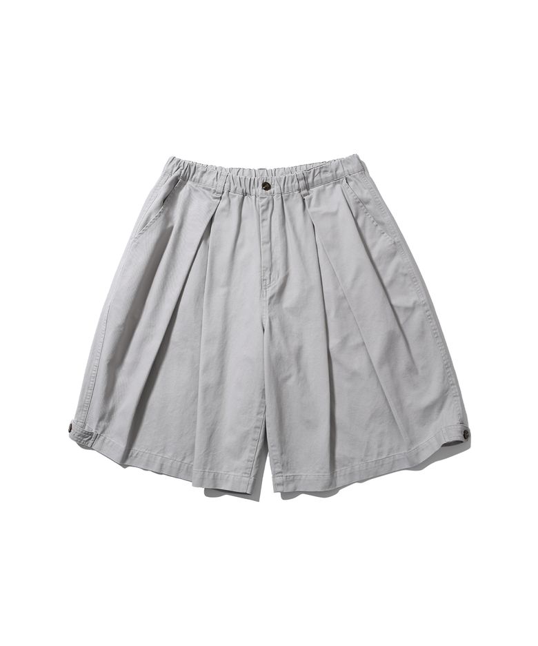 Cross Pleated Chino Half Pants - Light Grey