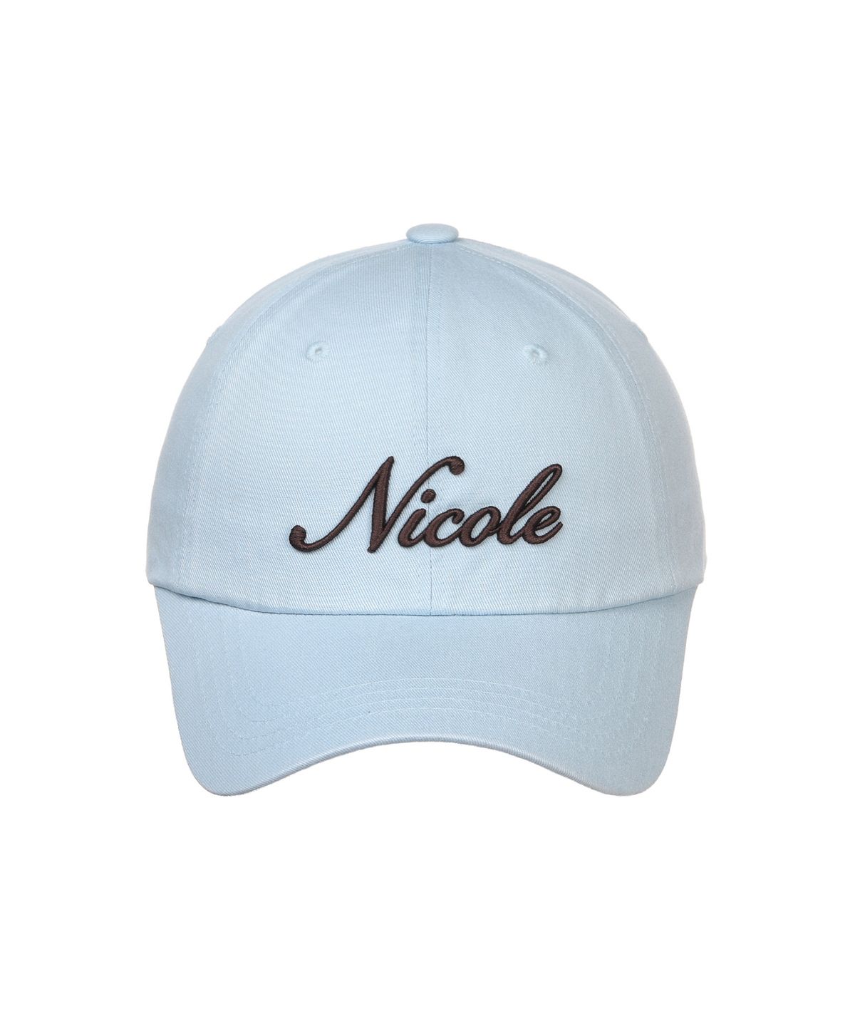 닉앤니콜(NICK&NICOLE) NICOLE LETTERING BALL CAP_SKY BLUE BROWN