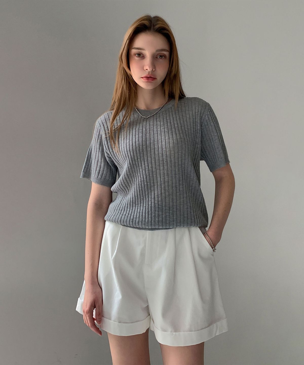 바스카라(VASCARA) Back Open Short Sleeve Wrap Knit (3colors)