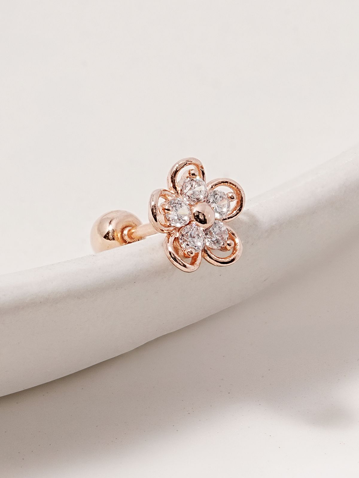미니멀피어싱(MINIMALPIERCING) 14K 큐빅 플라워 밸런스 피어싱 귀걸이