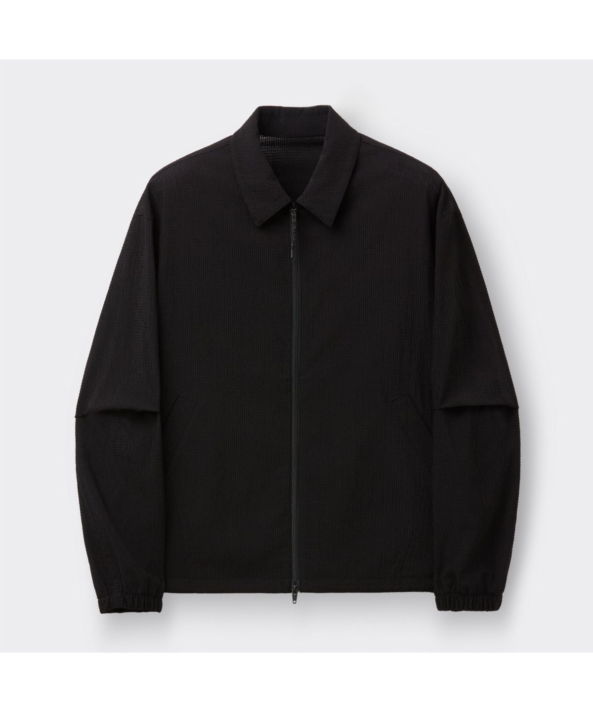 커스텀멜로우(CUSTOMELLOW) [Online Only] Black Crinkled Coach Jacket CQUAM26212BKX