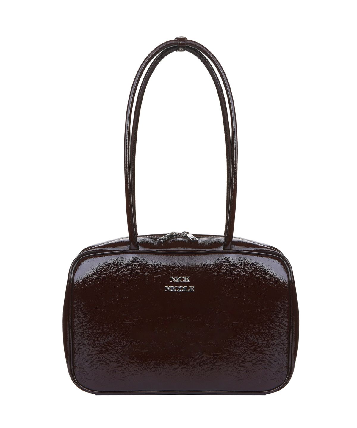 닉앤니콜(NICK&NICOLE) NICOLE LOGO MINIMAL SQUARE BAG_BROWN